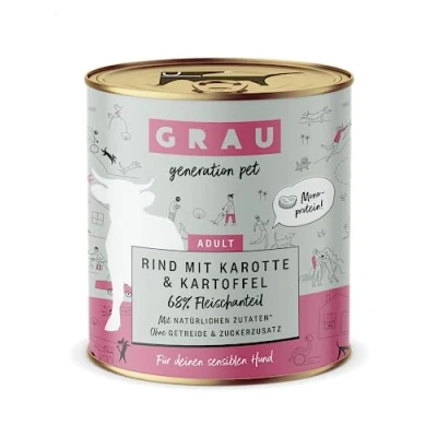 Afbeelding van GRAU het origineel Natvoer voor honden Rundvlees met wortel &amp; aardappel, 6 verpakking (6 x 800 g), monoproteïne, graanvrij, gevoelige volwassen