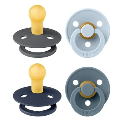 Afbeelding van BIBS Colour speen verpakking 4 stuks, BPA vrije fopspeen, Ronde speen. Natuurlijk rubberlatex, Geproduceerd in Denemarken/EU. Maat 1 (Verpakking stuks), Deep Space Mix