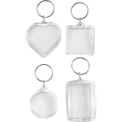 Afbeelding van Creotime sleutelhanger transparant 4 stuks