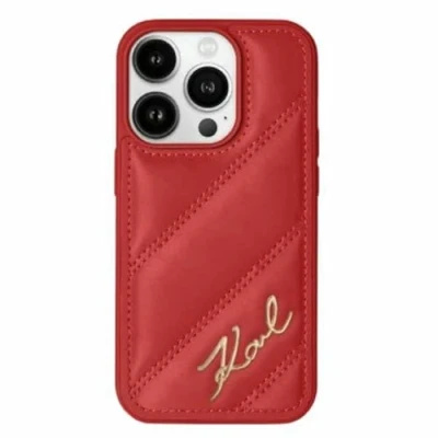 Afbeelding van CG Mobile Karl Lagerfeld KLHCP15XPQDSMGR Hoes voor iPhone 15 Pro Max 6,7&quot; Rood Hardcase Diagonaal Quilted Script