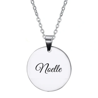 Afbeelding van Ketting RVS Met Naam Gravering Noelle Zilver Rond