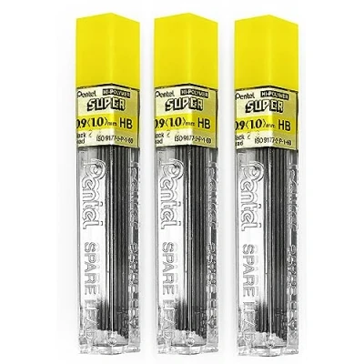 Afbeelding van Pentel 0,9 mm Size HB Schaduw Hardheid Potlood Refill Vervanging Reserve Leads Hi Pollymer Super Voor Automatische &amp; Mechanische Potloden (Pack van 3 Buizen 45 Stuks)