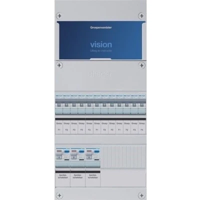 Afbeelding van Hager groepenkast 1/3 fase 12 groepen, 3 Aardlekschakelaars 2 P 220 x 475mm