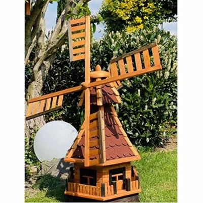 Afbeelding van DARLUX decoratieve tuin windmolen hout kogelgelagerd bruin maten (rood XXL)
