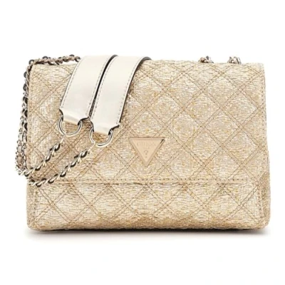 Afbeelding van GUESS schoudertas Giully II Two Compound Convertible Flap Bag Gold goudkleurig