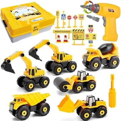 Afbeelding van STAY GENT Take Apart Toys, Bouwvoertuigen Speelgoed met Elektrische Boor, Bouw Vrachtwagen Graafmachines voor Kinderen, Leren Geschenken Jongens en Meisjes van 3 7 jaar