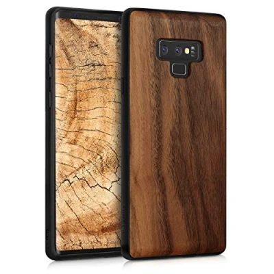 Afbeelding van kwmobile telefoonhoesje compatibel met Samsung Galaxy Note 9 hoesje Back cover van hout en TPU In donkerbruin