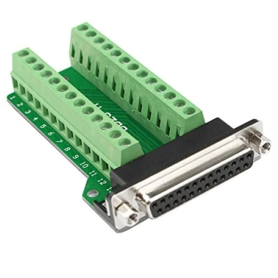 Afbeelding van Futheda D sub DB25 M2 Vrouwelijke poort Breakout Board Connector 25 Pin 2 rij soldeerloze printplaat aansluitblok adapter met duimschroeven