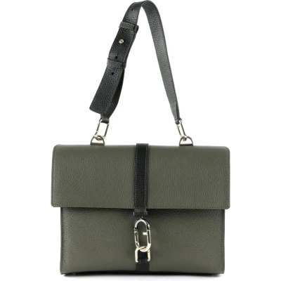 Afbeelding van FURLA Leren Schoudertas Avondtas Narciso Shoulder Bag Salvia c + Dark Nero Groene