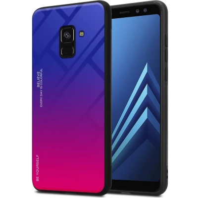 Afbeelding van Cadorabo Hoesje geschikt voor Samsung Galaxy A8 2018 in PAARS ROOD Tweekleurige beschermhoes TPU silicone Case Cover