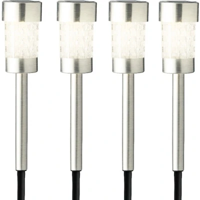 Afbeelding van 4x Buitenlampen/tuinlampen 26 cm zilver op steker Prikspotjes