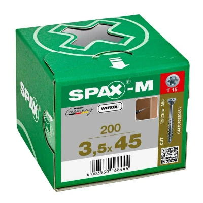 Afbeelding van Spax m MDF Spaanplaatschroef met boorpunt verzinkt T Star T15 deeldraad 3.5x45mm (per 200 stuks)