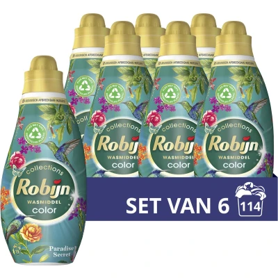 Afbeelding van 6x Robijn Klein &amp; Krachtig Wasmiddel Color Paradise Secret 19 Wasbeurten 665 ml