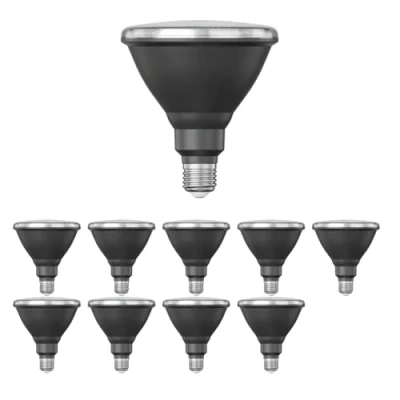 Afbeelding van ledscom.de 10 stuks E27 LED lamp, PAR38 korte hals, warm wit (2700 K), 15,9 W, 1279lm, 43, reflector spiegel (zilver)