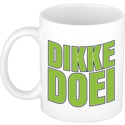 Afbeelding van Bellatio Decorations Afscheid cadeau mok collega dikke doei groen 300 ml keramiek feest mokken