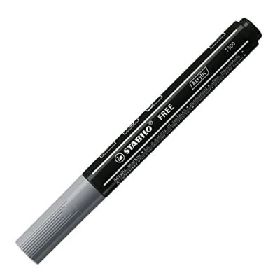 Afbeelding van Acrylmarker STABILO FREE Acrylic T300 Ronde Punt 2 3mm 5 stuks donkergrijs