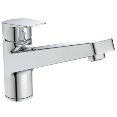 Afbeelding van Ideal standard ceraplan 1 gats keukenmengkraan laag bluestart met vaste uitloop 21 9cm chroom bd323aa