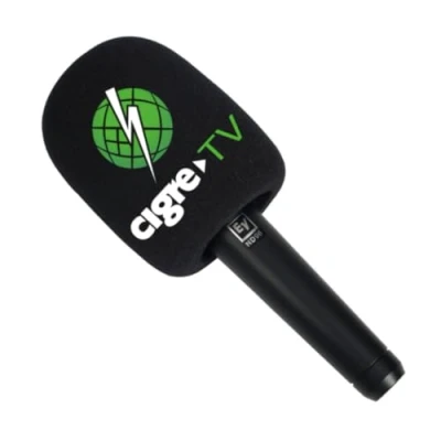 Afbeelding van 2 Pack Gepersonaliseerde Microfoon Foam Voorruiten Aangepast Logo voor Handhold Mic Covers Gedrukt TV Interview, Uitzending, Radiostation (zwart, Rond)