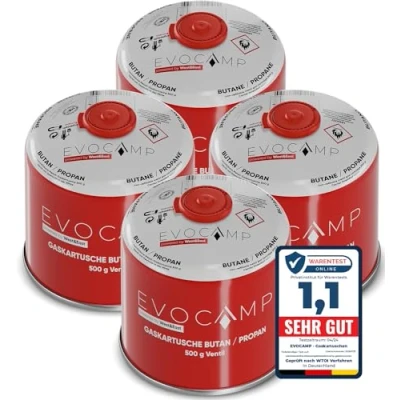 Afbeelding van Butaangas Cartridges 500g, schroefcartridge met Butaan/Propaan Gas 899 ml, gaspatroon volgens EN 417, ventielcartridge schroefsluiting, campinggas, gaspatronen schroefventiel. (4)
