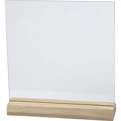 Afbeelding van Glasplaat Creotime 15.5cmx15.5cm met houten voet