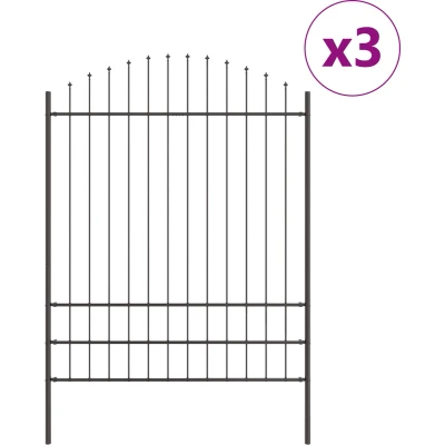 Afbeelding van vidaXL Tuinhekje met Boogtop Grijs 5.1x2 m Staal