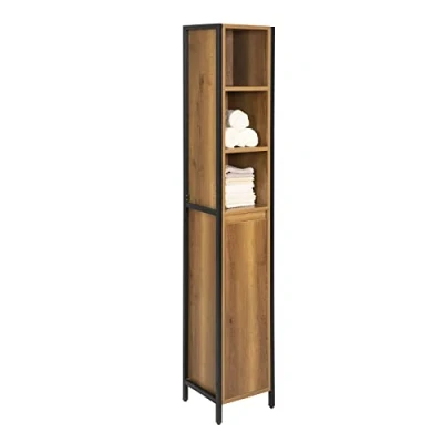 Afbeelding van Sobuy Kolomkast Badkamer Badkamerkast Staande kast Industriële Stijl 30 x 28 168 cm BZR62 PF