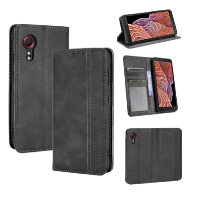 Afbeelding van J&amp;D PU Leren Portemonneehoes Compatibel voor Samsung Galaxy Xcover 5 Magnetische Flip Folio Standhoes met Schokbestendige TPU Binnenschaal en Ingebouwde Multi View