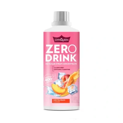 Afbeelding van GymQueen Zero Drink Perzik Ijsthee 1000ml, drinkconcentraat 1:80, verrijkt met B vitaminen voor uw stofwisseling en L carnitine, drinksiroop weinig calorieën