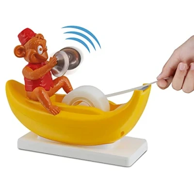 Afbeelding van Amazeko Monkey Tape Dispenser met klappende beweging, leuk dierenbureaudecoratie, 1 inch kern, antislip verzwaarde banaan