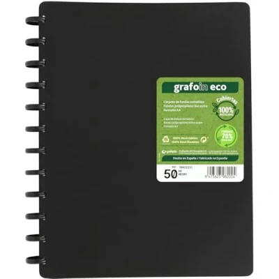 Afbeelding van Grafoplas map met uitneembare hoesjes, Grafo in ECO A4, 50 hoezen van glad polypropyleen, extra 70% gerecycled, vaste omslag, 100% maakt eenvoudig plaatsen en vervangen kunststof