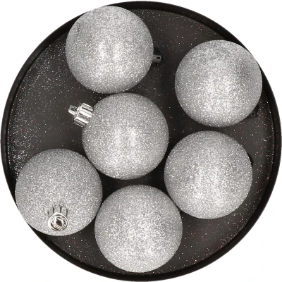 Afbeelding van Cosy &amp; Trendy Kerstballen 6 stuks zilverkleurig glitter 8 cm