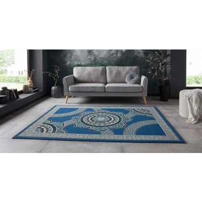 Afbeelding van Vloerkleed Retro Bloem Blauw 160x220 Cm