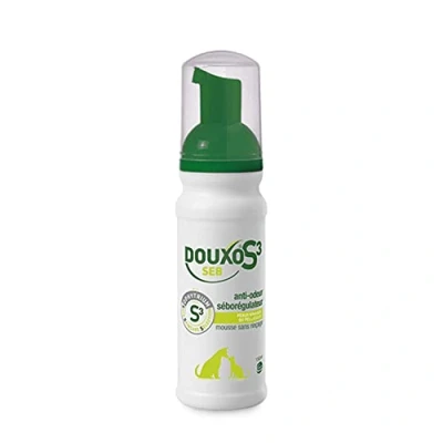 Afbeelding van Douxo S3 SEB Verzorgingsschuim tegen geur en seboregulator, zonder uitspoelen, voor honden katten met roos, vettige haren slechte geuren, 150 ml