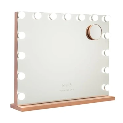 Afbeelding van Flamingueo Hollywood Spiegel Make Up Met Licht 15 LED, Vanity Mirror 3 Modi, Touch Control, Led Spiegel, Tafelspiegel, Mirror, Roségoud