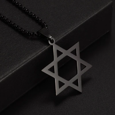 Afbeelding van Donley davidster kruis ketting joodse hexagram sexagram Chanoeka Hanukkah Judaïca Culturele sieraden Zwart