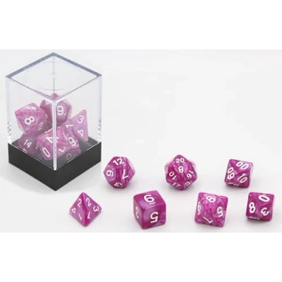 Afbeelding van Dobbelstenen Roze Parelmoer 7 set Brick