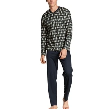 Afbeelding van Calida Relax Streamline V Neck Pyjama Groen katoen Small Heren