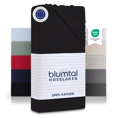 Afbeelding van Blumtal® 80x160 cm Basics Jersey 80 x 160 Dekbedovertrek 100% Katoen Oeko TEX gecertificeerd Bedlaken Matrasbeschermer Hoeslaken Zwart