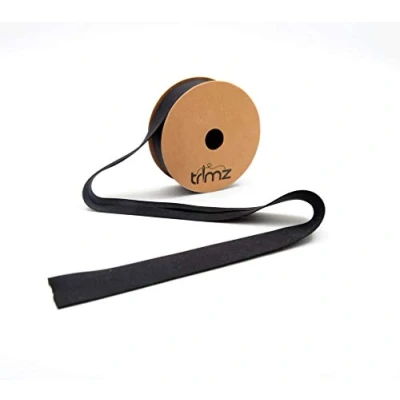 Afbeelding van Trimz Poly Katoen Biaisband, Zwart, 5m Reel