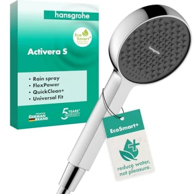Afbeelding van hansgrohe Activera S waterbesparende douchekop 6 l/min (EcoSmart+), handdouche met 1 straalsoort, ronde douchekop, spaardouchekop antikalkfunctie, chroom, 28032000