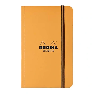 Afbeelding van Rhodia 118858C Notitieboek Unlimited (met elastiek, 90 x 140 mm, met tweekleurig 60 vellen, geruit), 1 stuk, oranje