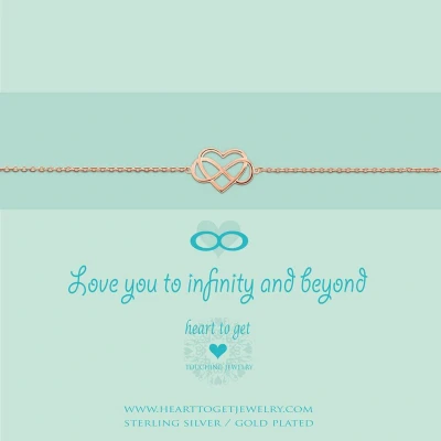 Afbeelding van Heart to Get bracelet infinity heart, rosegold plated, love you and beyond