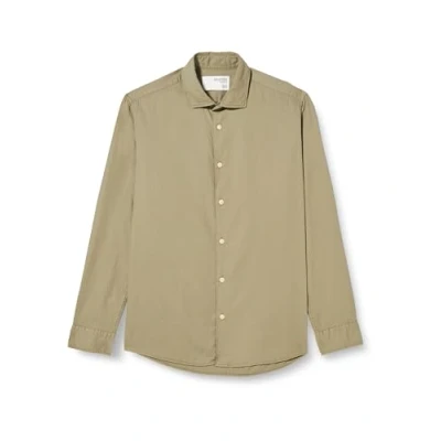 Afbeelding van Selected Homme heren Regbond regular fit overhemd in biologische katoenblend de kleur Khaki, maat: S