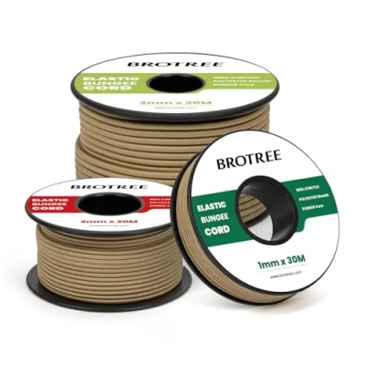 Afbeelding van Brotree Elastisch koord Elastische Draad 3mm x 20m Elastieken Touw Rond Bungee voor DIY, Handwerk, Kamperen, Backpacking Kaki