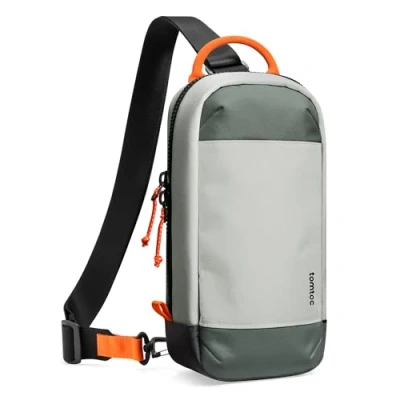Afbeelding van tomtoc Sling Crossbody Bag voor Nintendo Switch 2, beschermende Tas draagbare reizen borst dragen Gaming zakje met 8 Game cartridges sleuven, Fit oplader en accessoires, Grijs