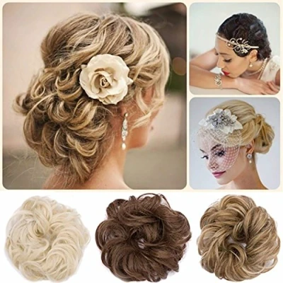 Afbeelding van Rich Choices VOLUMINEUS Haarelastiek, haarstukje, haarverdichting, vlecht, Scrunchie haarband, haaraccessoires, zandblond tot bleekmiddel, blond