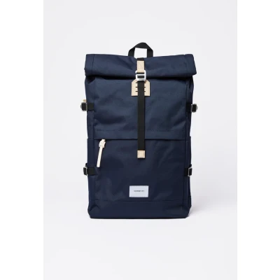Afbeelding van Sandqvist Bernt backpack navy with natural leather Laptoptas