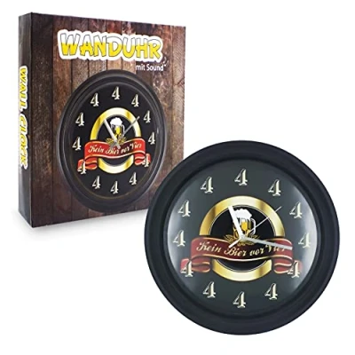 Afbeelding van Wanduhr mit Sound Kein Bier vor Vier, Durchmesser 30 cm