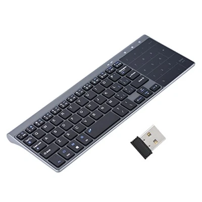 Afbeelding van Richer R Touch Wireless Toetsenbord, Slim 2,4 GHz Media Keyboard Toetsenbord met Touchpad, 1200 DPI Draadloos Multimedia voor PC/Notebook/TV Box Zwart