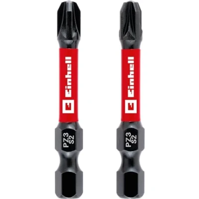 Afbeelding van Originele Einhell Impact bits, 2 delig, 50 mm, PZ3 (S2 staal, torsiezone, efficiënte krachtoverbrenging, rode kleurring, C 6,3 schacht)